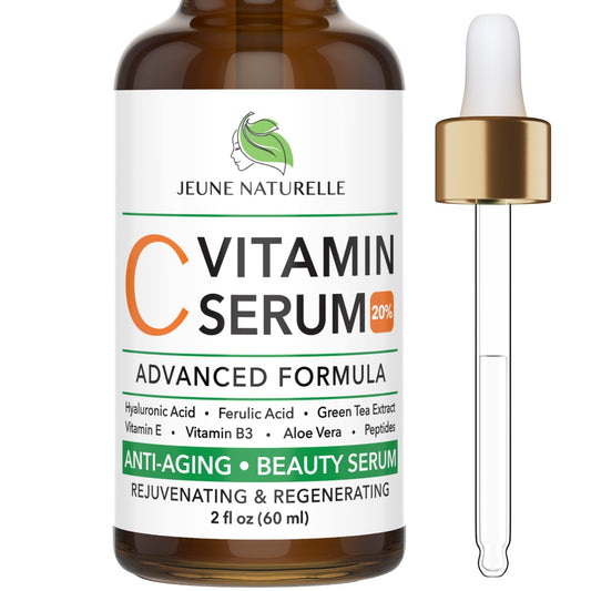 All Natural 20% Vitamin C Serum + 6 Active Boosters for Face, Dark Spots, Wrinkles, Brightening, Hydrating, Even Tone, Healthy Glow with Niacinamide, Hyaluronic Acid, Ferulic Acid, Vitamin E, Peptides