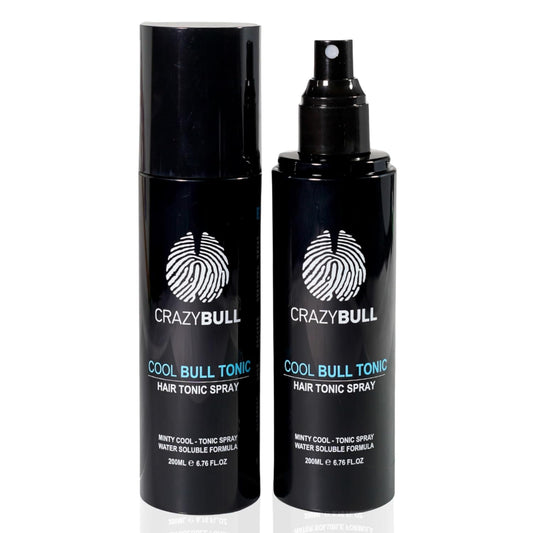Crazy Bull Hair Tonic for Men - Cooling Hair Growth Spray with Castor Oil & Menthol - Hydrating Anti Frizz Heat Protection Spray for Oily & Dry Scalp - Cool Bull Ingrown Hair Treatment - Minty Scent | alldaygood beauty