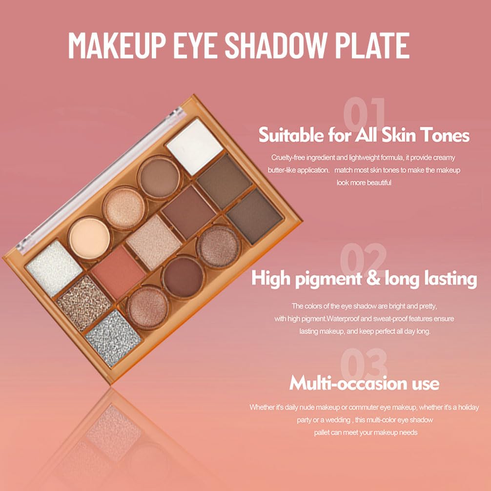 Eyeshadow Palette Makeup – Neutral Nude Matte & Shimmer Eyeshadow Palette, High Pigment Waterproof Glitter Eye shadow,Blendable Pink, Brown, Rose Gold Eye Makeup (F-01#, 1 Count (Pack of 1))