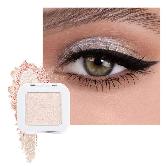 Glittler Single Eye Shadow Palette Makeup, Sheer White Sparkle Shimmer Monochrome Eyeshadow For Old Women, Pigmented Waterproof Sombras Para Ojos, Vegan, Talc, Paraben & Cruelty Free, 02 | alldaygood beauty