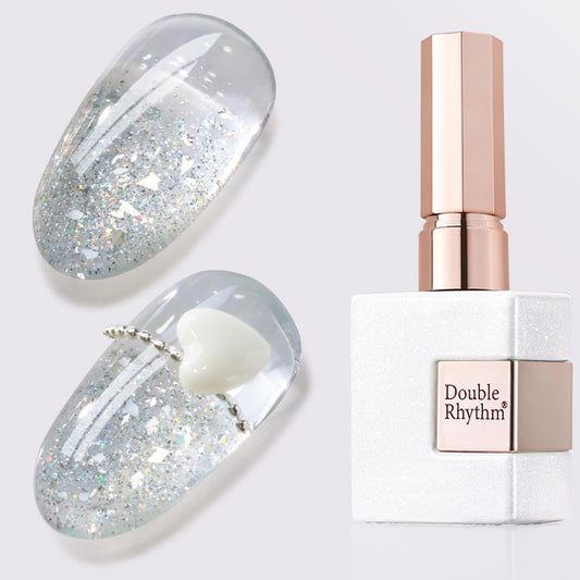 Double Rhythm 0.5Oz Glitter Gel Polish Shimmer Reflective Color for Nail Art Salon DIY Soak Off 15ml Nail Lamp Gel Polish at Home (Rainbow Silver-B1165) | alldaygood beauty