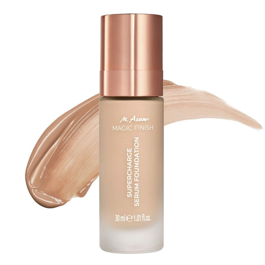 M. Asam MAGIC FINISH Supercharge Serum Foundation Creamy Nude (1.01 Fl Oz) - Moisturizing Make Up & Firming Face Serum In One, Anti-aging CC Cream With Optimal Coverage & Hyaluronic Acid | alldaygood beauty