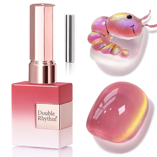 Double Rhythm Jelly Glass Cat Eye Gel Polish with Magnet 15ML Holographic Glitter Shimmer Translucent Sheer Color Magnetic Nail Polish Salon DIY at Home (Navy Purple-MC1266) | alldaygood beauty