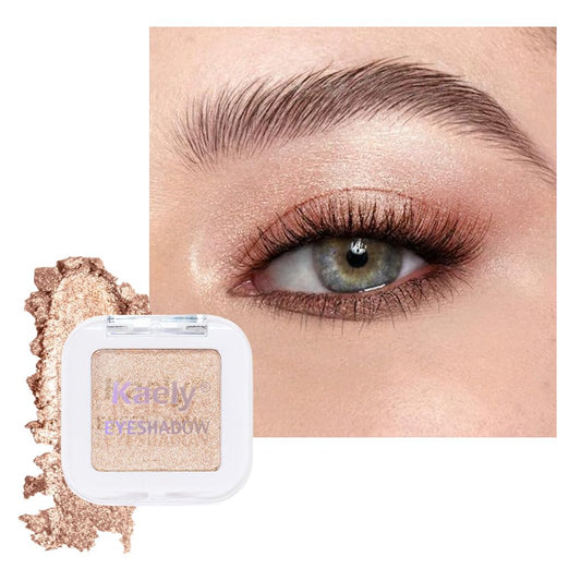 Kaely Pressed Single Eyeshadow Makeup, Light Nude Brown Shimmer Highly Pigmented Monochrome Eye Shadow Palette, Waterproof Neutral Powder Mini Eyeshadow, sombras para ojos, Lightweight Blendable, 20 | alldaygood beauty