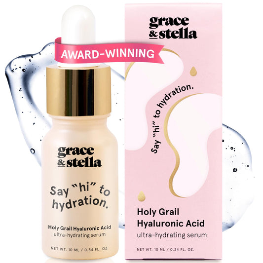 grace & stella Award Winning Hyaluronic Acid Serum (10ml/0.34 fl oz) Hyaluronic Acid Serum for Face - Acido Hialuronico Face Serums for Women - Hydrating, Remove Fine Lines, Wrinkles - Anti Aging | alldaygood beauty