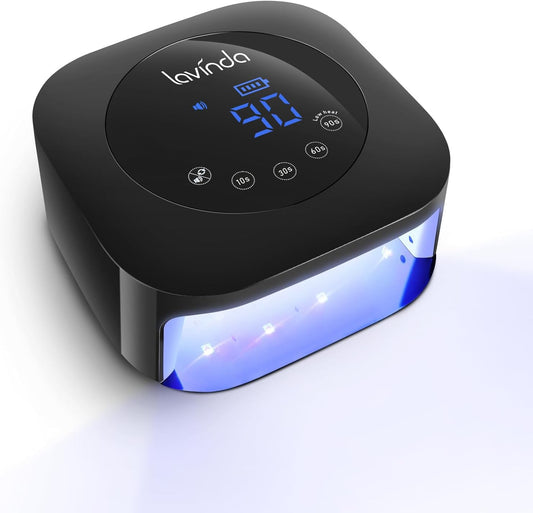 UV Light for Nails, Lavinda UV Nail Lamp 54W Rechargeable Nail Dryer Gel Polish Light with Large Touch Display, Professional Fast Curing Lamp with 4 Timer Setting Auto Sensor for Salon & Home | alldaygood beauty