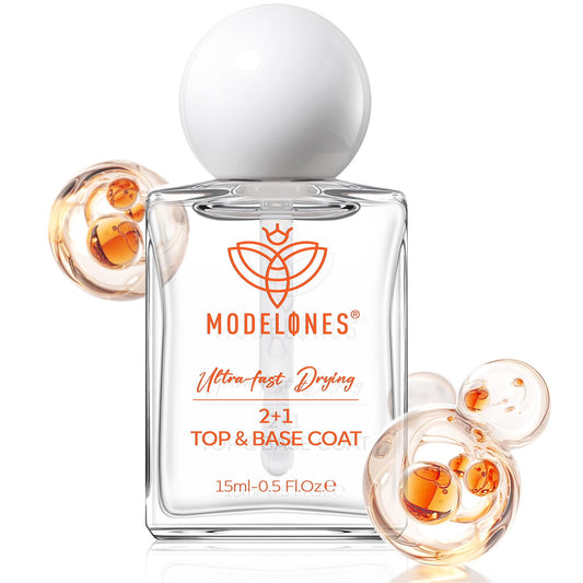 modelones 3-in-One Nail Polish Top Coat and Base Coat, Nail Strengthener, 15 Ml Clear Nail Polish Quick Dry Long Lasting Shine Chip Fade Resistant Nails Protect Care 2025 Gifts for Women | alldaygood beauty