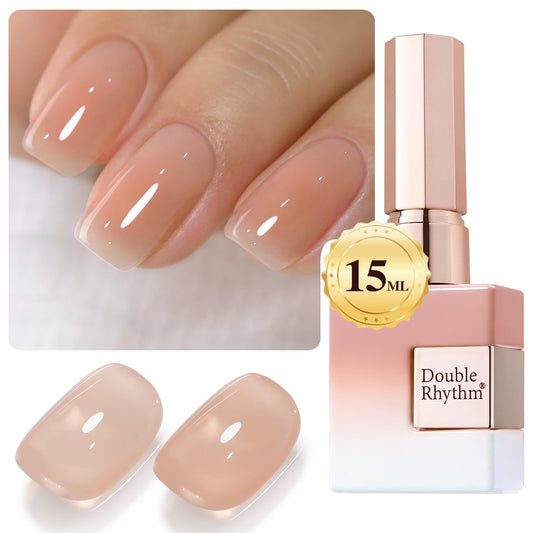 Double Rhythm 0.5Oz Translucent Gel Polish Sheer Neutral Natural Light Milky Same Color Same Bottle 15ML Jelly Art DIY at Home (Neutral Nude Pink-A1368) | alldaygood beauty