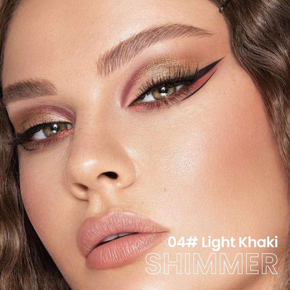 evpct Light Khaki Shimmer Cream Eye Shadow Brightener Sticks Set for Eyes, Khaki Shimmery Matte Pencil Eye shadow Applicator Stick Pen Palette Makeup Waterproof sombras en crema para ojos 04#