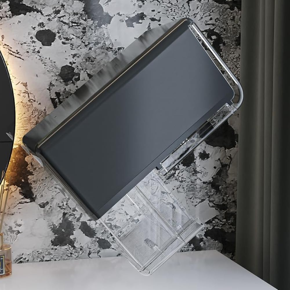 Acrylic Makeup Organizer with Drawers – 38.5CM Large Capacity Cosmetic Storage Box, Dustproof & Waterproof Vanity Organizer for Skincare, Jewelry, Lipsticks & Beauty Products (Black)