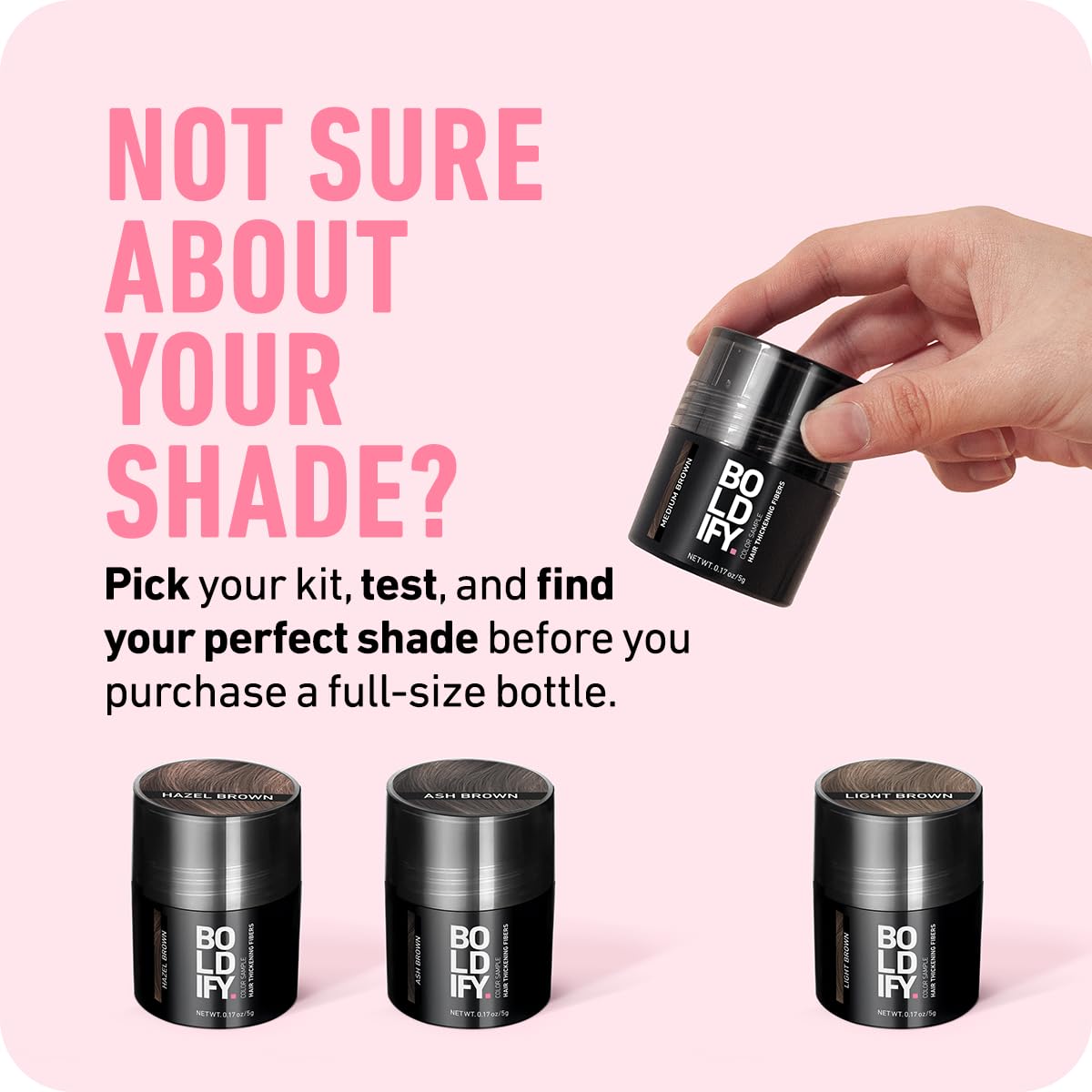 Boldify Hair Fibers Color Sample Kit - Fill In Thinning and Fine Hair for an Instantly Fuller, Thicker Look - 14 Shades for Women & Men - Blondes