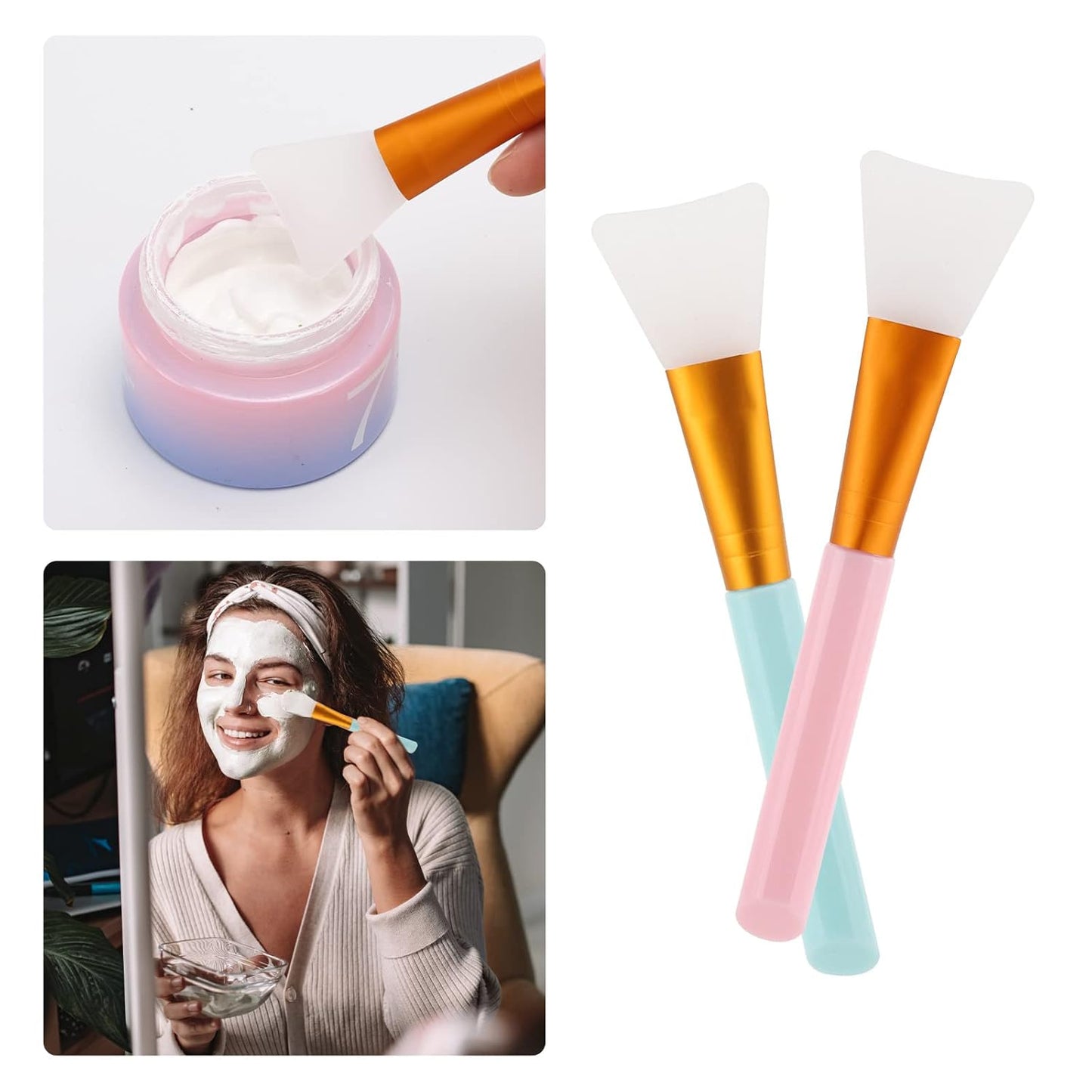 Silicone Facial Mask Applicator - 4 Pcs Face Scrubber, 2 in 1 Face Mask Brush, Lip Exfoliator - Skin Care Tools Set