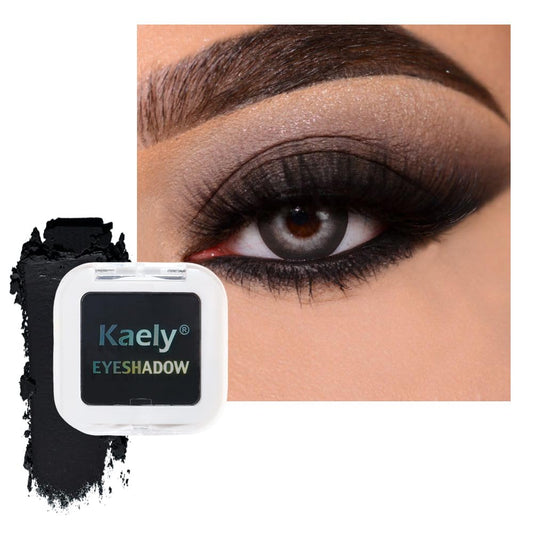 Kaely Pressed Single Eyeshadow Makeup, Deep Black Matte Highly Pigmented Monochrome Eye Shadow Palette, Waterproof Neutral Powder Mini Eyeshadow, sombras para ojos, Lightweight Blendable, 04 | alldaygood beauty