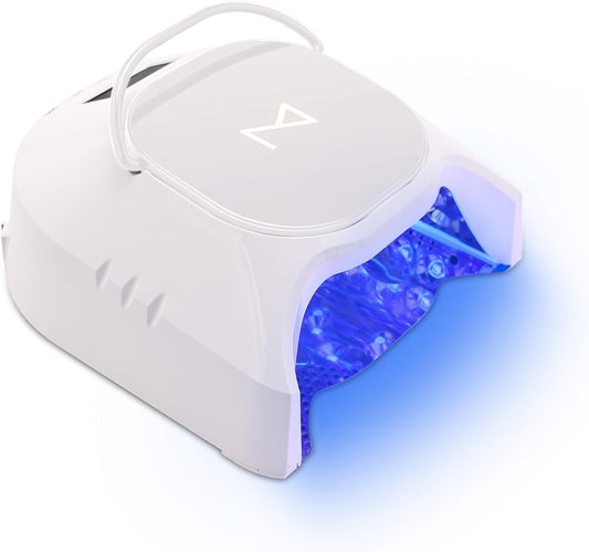 M - GlowPro Professional Hybrid 86W Wireless Rechargeable UV LED Nail Curing Lamp Cordless Nail Dryer for Gel Nails, Manicure, Pedicure (White) | alldaygood beauty