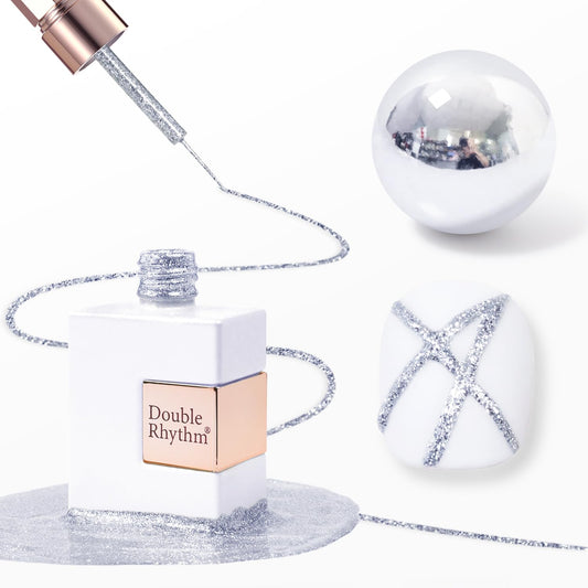 Double Rhythm 15 Ml Metallic Gel Liner Nail Art Bronze Mirror Chrome Painted Drawing Stripper 3D Effect Gel Polish (Glitter Silver-L1001) | alldaygood beauty