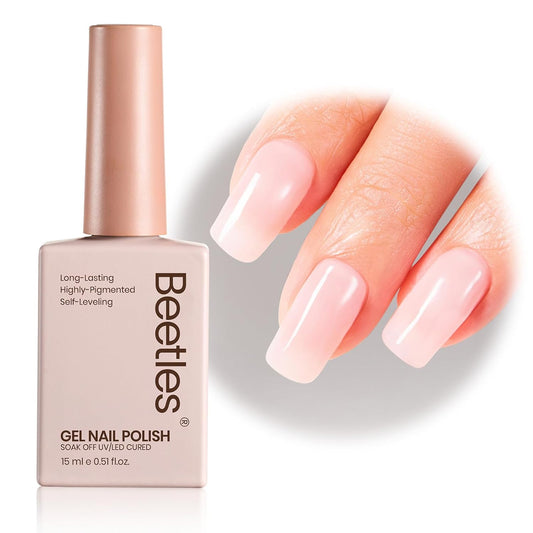 Beetles Neutral Gel Nail Polish 15ml Jelly Nude Pink Gel Polish Set Sheer Pink Soak Off UV LED Translucent Effect French Nail Art Spring Summer Manicure Gift for Women | alldaygood beauty