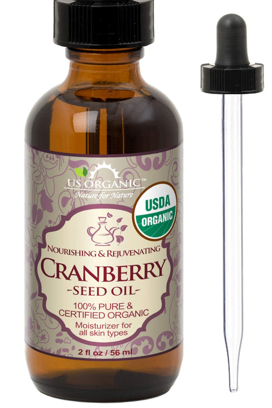 US Organic Cranberry Seed Oil, USDA Certified Organic,100% Pure & Natural, Cold Pressed Virgin, Unrefined in Amber Glass Bottle w/Glass Eyedropper for Easy Application (2 oz (56 ml)) | alldaygood beauty