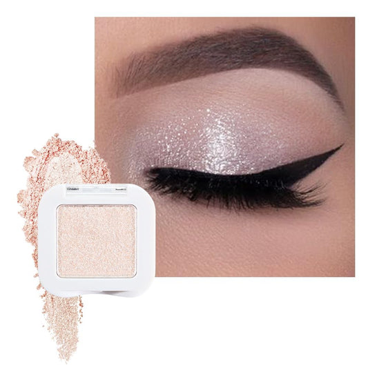 evpct Pear White Shimmer Single Eye shadow Palette Makeup for Older Women, Glitter Sparkly Pearl Shimmer Cream Eyeshadow Palette Brightener Make up, High Pigment Waterproof Monochrome Mini Eyeshadow | alldaygood beauty