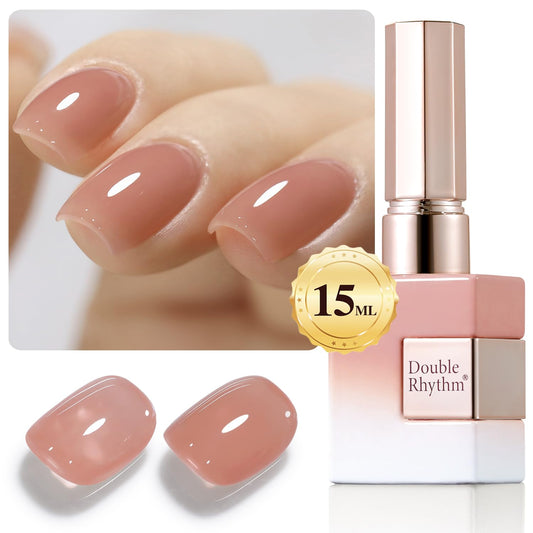 Double Rhythm Translucent Gel Polish Sheer Neutral Natural Light Milky Same Color Same Bottle 15ML Jelly Nail Polish Nail Art DIY at Home (Neutral Nude-A1415) | alldaygood beauty
