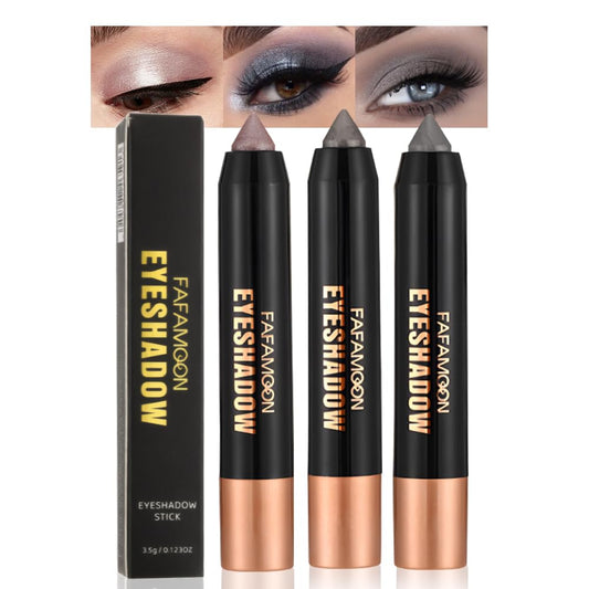 3Pcs Monochrome Cream Shimmer Glitter Eyeshadow Pencil Stick for Women, Eye Shadow Eyeliner Pencil Sticks Makeup, sombras para ojos, Waterproof, Vegan & Cruelty-Free, (03+05+07, 3Pcs) | alldaygood beauty