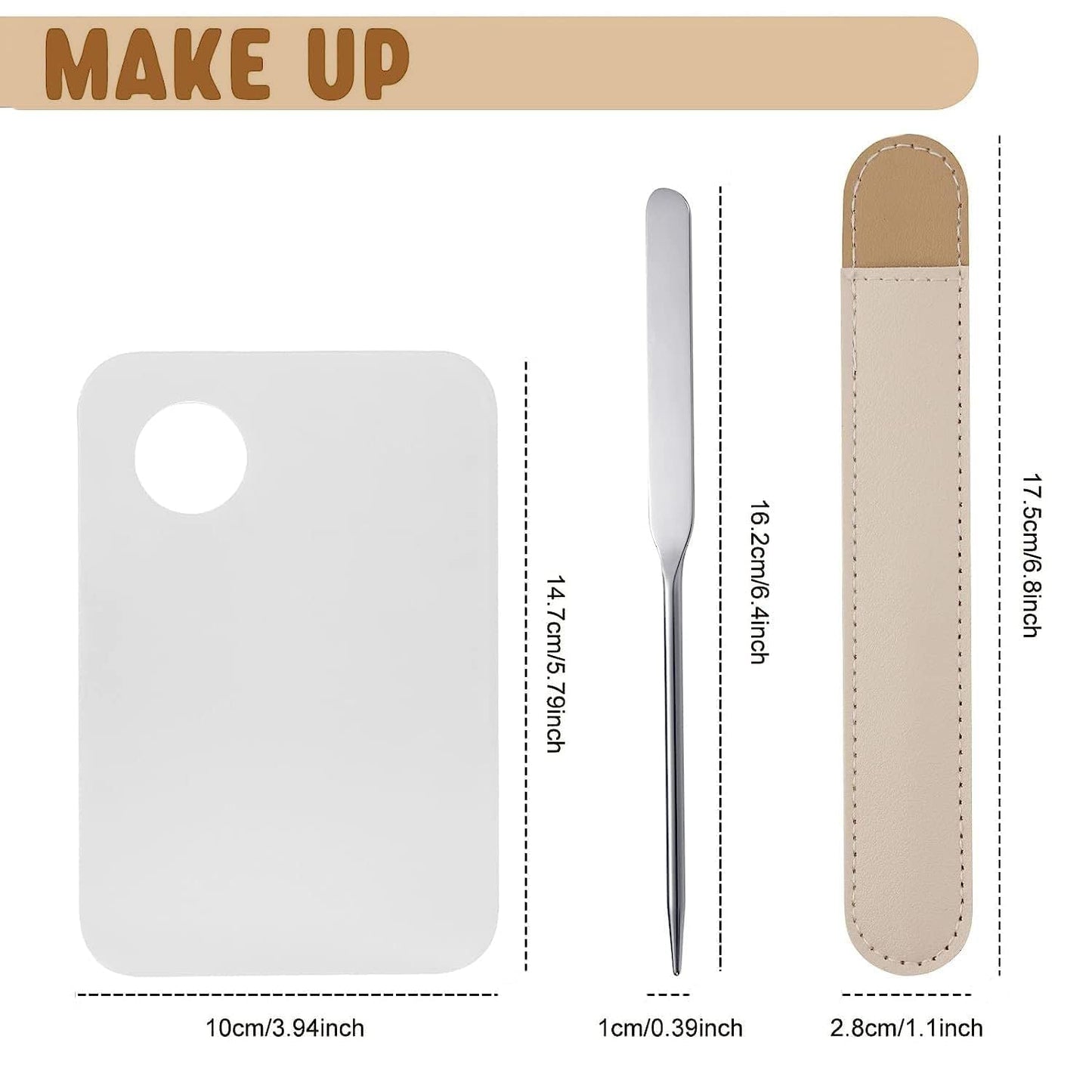 Makeup Spatula and Makeup Palette, Stainless Steel Foundation Palette & Tiny Cosmetic Spatula Tool for Nail, Art, Eye Shadow, Eyelash, Face Makeup