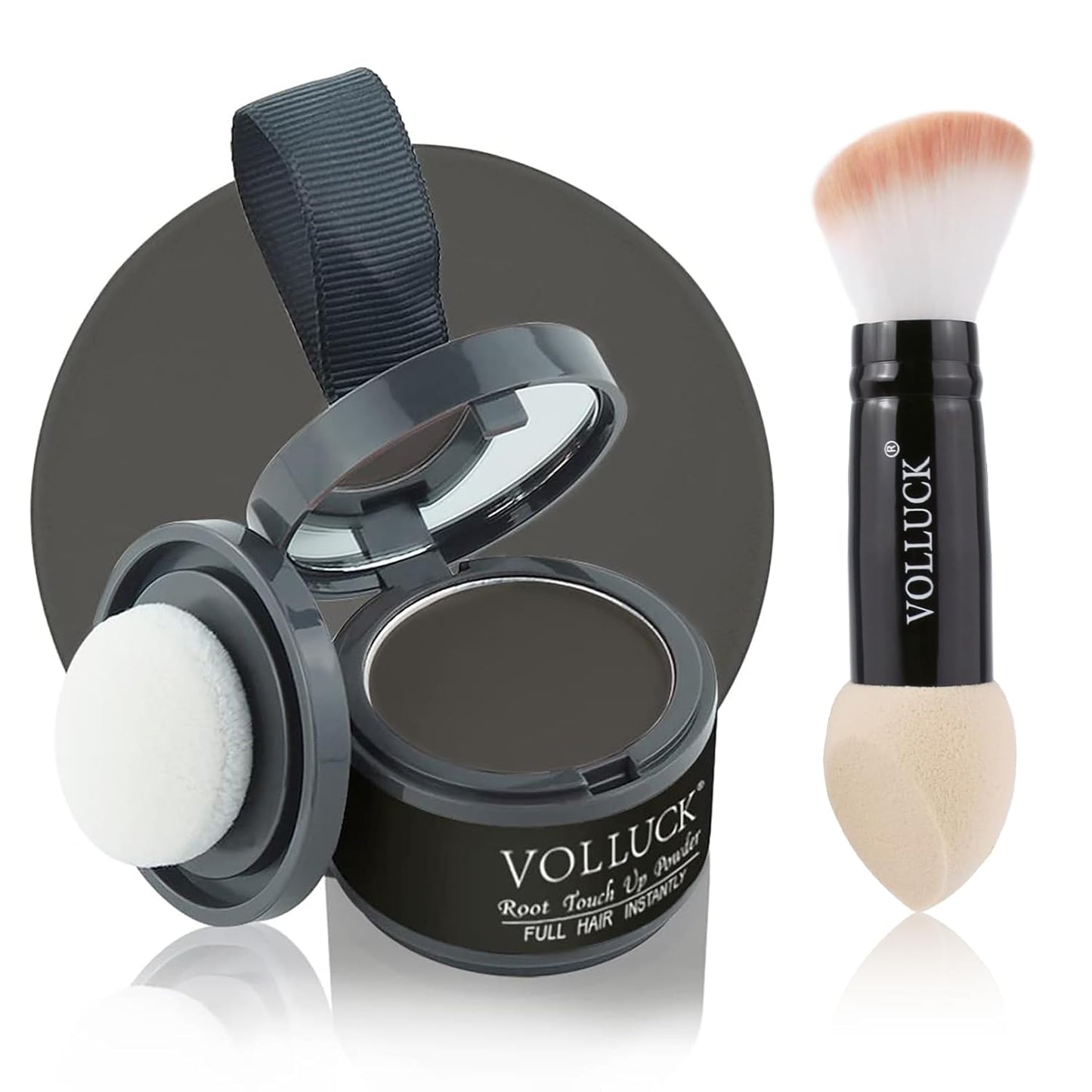 Root Touch Up Powder, Instantly Gray Root Cover Up Hairline Powder, Hair Concealer for Women and Men (A-Black, 2PC)