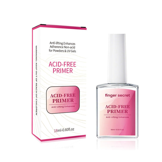 FINGER SECRET Acid-Free Primer Nail Prep Base coat,18ml Quickly dry Primer. Anti-Lifting Enhances Adherence Bonder Non-Acid for Acrylic Nails Press on Tips Powers & UV Gel | alldaygood beauty