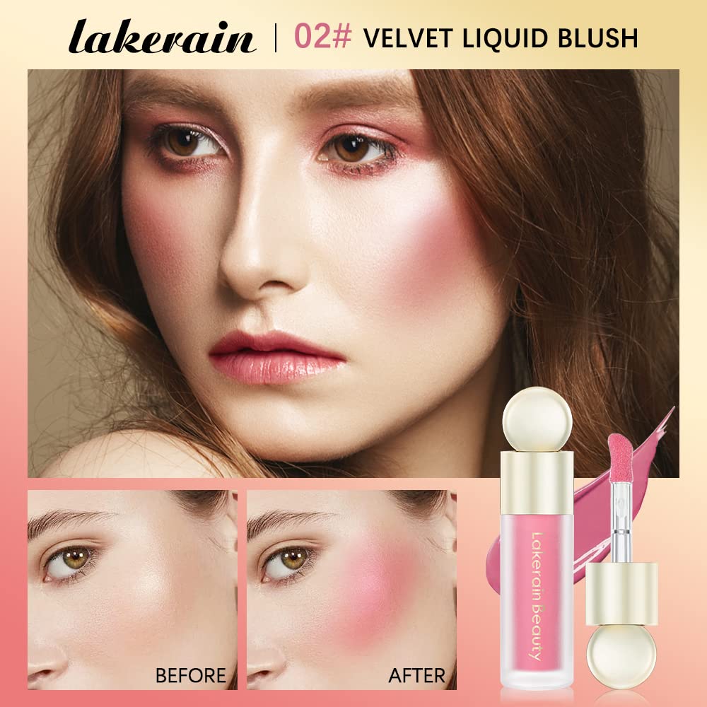 Liquid Blush For Cheeks, Soft Velvet Cream Blush Face Blush Makeup, Pink Blush Red Blush Skin Tint, Natural-Looking Matte Finish Makeup Blush Stick, Waterproof&Long Lasting Dewy Cheek Tint, Moisturizing&Lightweight Blendable Feel Blush Makeup (2#)