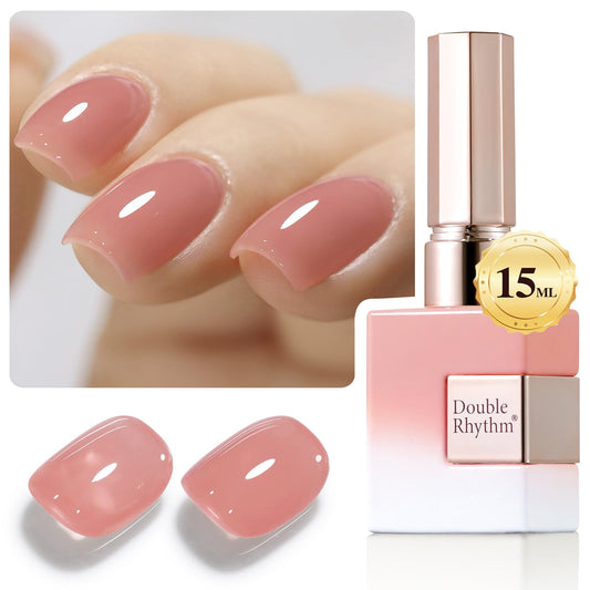 Double Rhythm 0.50 OZ Translucent Gel Polish Same Color Same Bottle Sheer Pastel Neutral Natural Milky 15 ML Jelly UV Nail Art DIY at Home (Light Pink-A1494) | alldaygood beauty