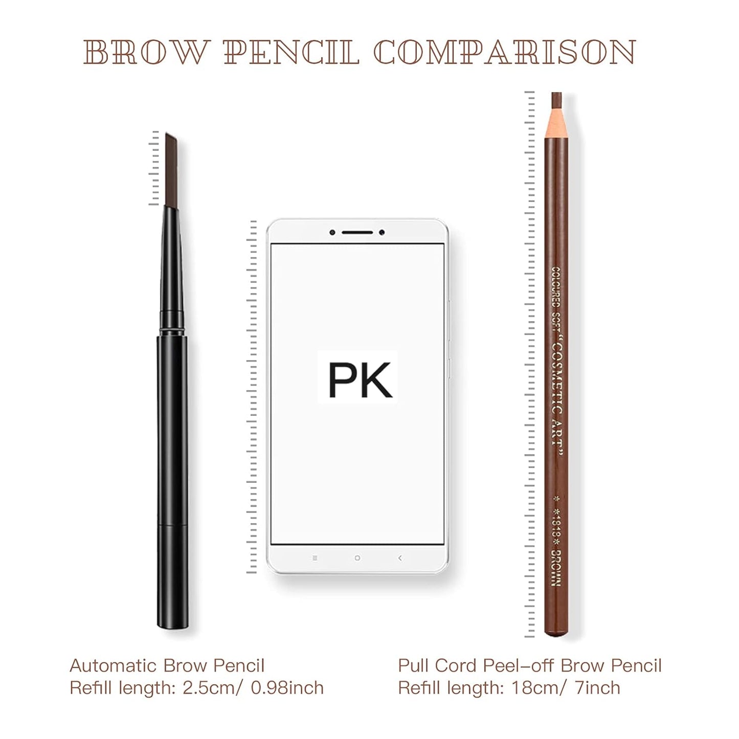 Waterproof Eye-Brow Pen-cil Set, Pull Cord Peel-off Eyebrow Pencil Microblading Pen Supplies Kit, White Eye-Liner Pencil and Eyebrows Tool Tattoo Makeup For Marking (5+1 Brown)