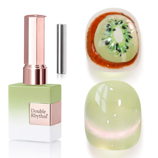 Double Rhythm 0.5 OZ Cat Eye Gel Polish with Magnet 15ML Holographic Glitter Shimmer Translucent Jelly Color Magnetic Nail Polish Salon DIY at Home (Green-MC1213) | alldaygood beauty