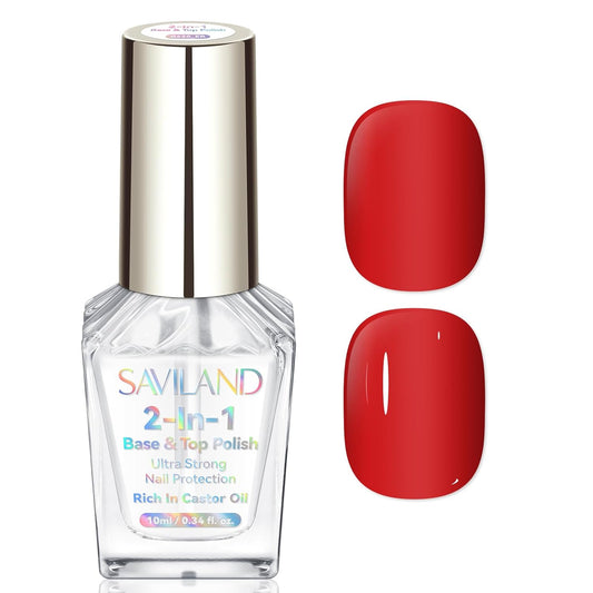 SAVILAND Clear Nail Polish Base Top Coat: 2 in 1 Quick Dry Nail Polish Long Lasting Fingernail Toe Polish Color Protection Resists Smudging, Chipping and Fading Shine Finish Polish Salon Home Nail Art | alldaygood beauty