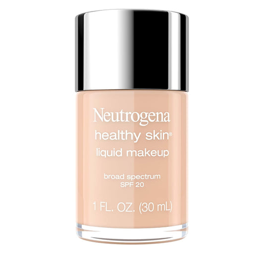 Neutrogena Healthy Skin Liquid Foundation Makeup with Broad Spectrum SPF 20 Sunscreen, Lightweight, Medium Coverage Makeup with Sunscreen and Pro-Vitamin B5, Medium Beige 80, 1 fl. oz | alldaygood beauty