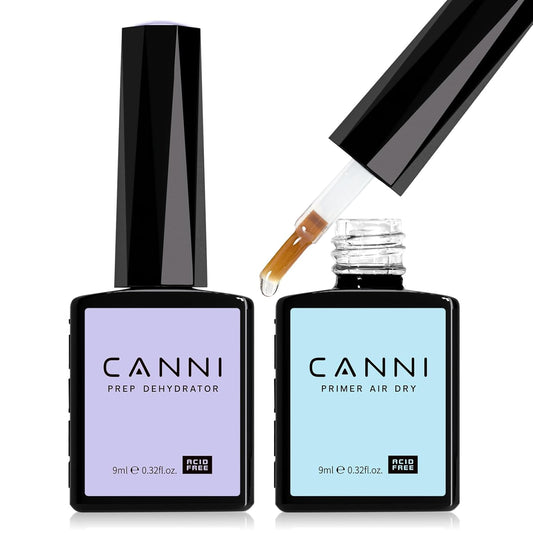 CANNI 2Pcs Acid Free Nail Dehydrator and Primer Set, Air Dry Nail Primer & Pre-dehydrator Nail Bond Gel Manicure Kit DIY at Home Salon Gifts | alldaygood beauty