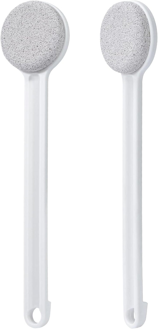 Pumice Stone for Feet with Long Handle, 2 Pack Hard Skin Callus Remover, Scrubber and Exfoliator for Dead Dry Skin, Softer & Smoother Feet, Pedicure Tool (Straight)