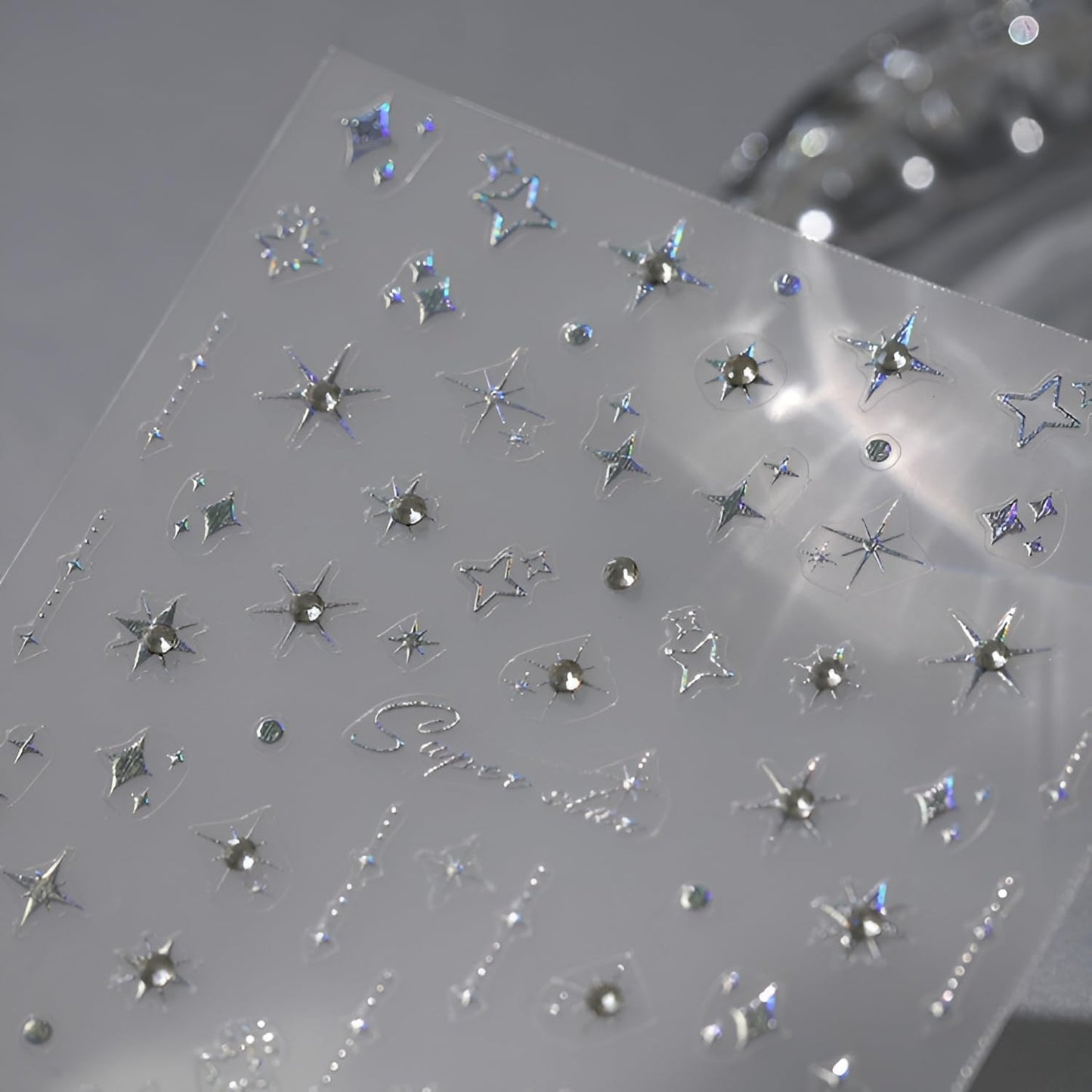 Star Nail Stickers for Nail Art 5D Embossed Self Adhesive Aurora Star Nail Art Stickers Star Nail Decals with Glitter Shiny Nail Art Design Star Nail Supplies for Women for DIY Manicure Decoration