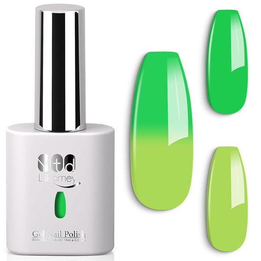YTD Likomey Color Changing Gel Nail Polish,15ml Light Yellow To Bright Green Mood Temperature Change Colors UV Nail Varnish,Fall Winter Thermal Salon Quality UV Color Manicure Gel,HEMA Free WB433 | alldaygood beauty