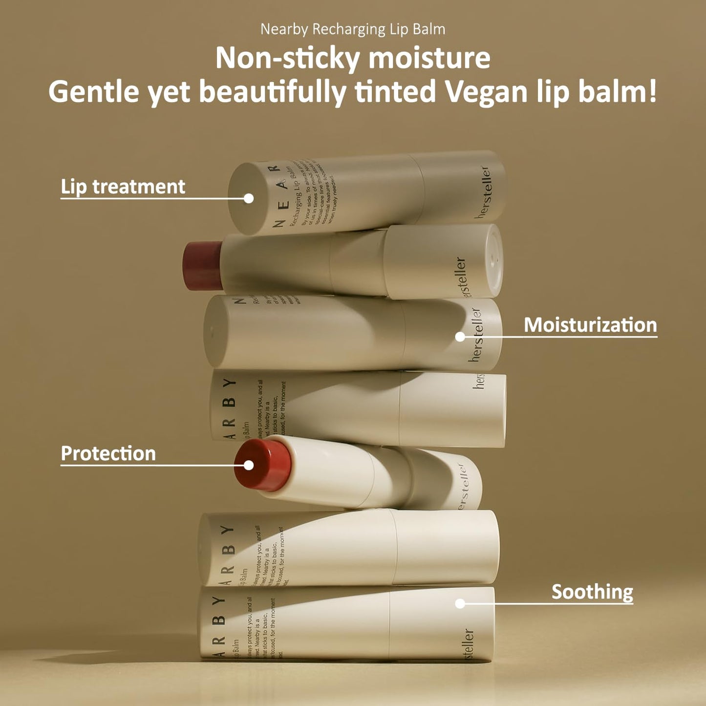 hersteller Nearby Recharging Lip Balm Vegan Butter Complex Intensive Moisturizing Treatment for Dry Lips and Cheek Natural Healthy Colors Rosy