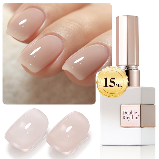 Double Rhythm 0.5Oz Translucent Gel Polish Sheer Neutral Natural Light Milky Same Color Same Bottle 15ML Jelly Gel Polish Art DIY at Home (Nude Beige-A1417) | alldaygood beauty