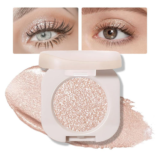 Glitter Shimmer Sparkle Eye Shadow Palette Makeup for Old Women, Pearl White Silver Glitter Shimmer Metallic Holographic Iridescent Cream Iridescent Single Monochrome Eyeshadow Makeup, 11 | alldaygood beauty