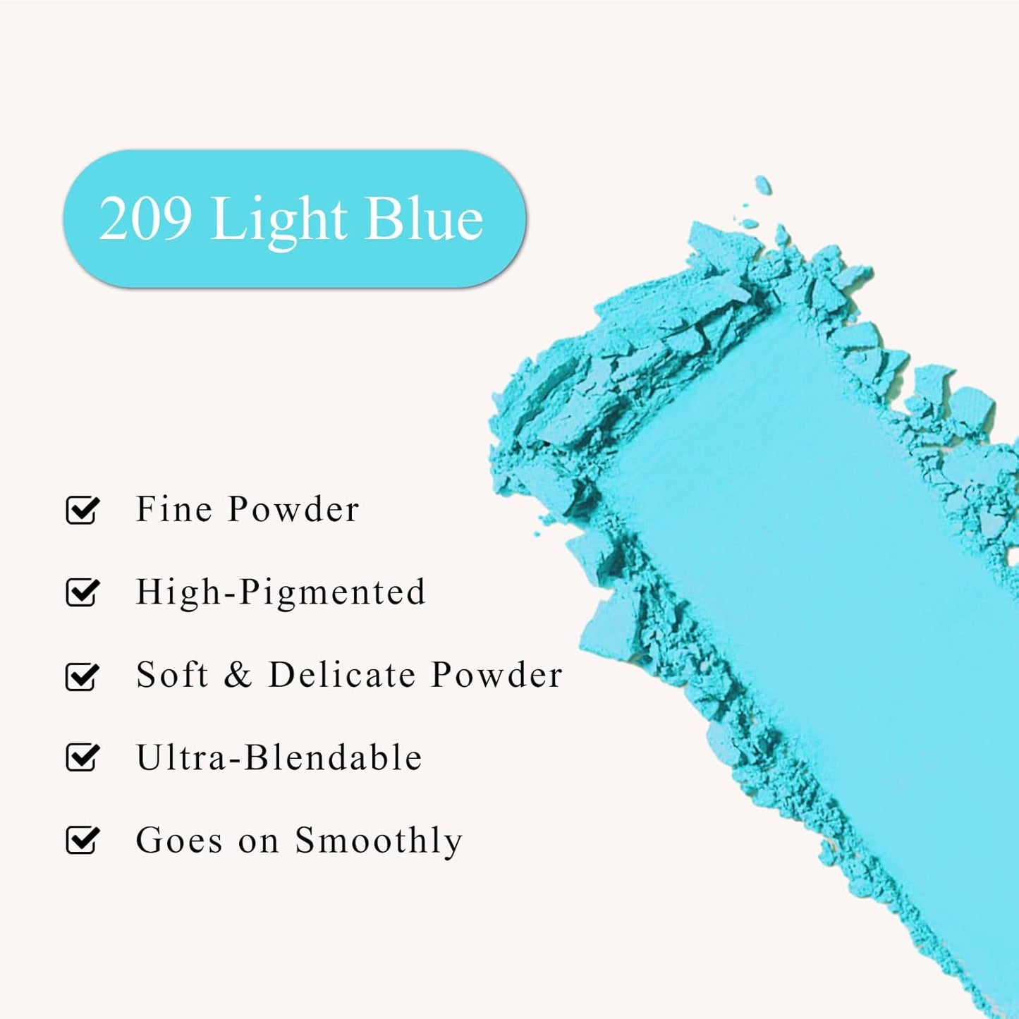 Single Light Blue Eyeshadow, Pressed Powder Matte Eye-Shadow Palette Make-up, Blendable Long Lasting High Pigment Blue Eye Makeup Halloween Paint & Face Body Paint