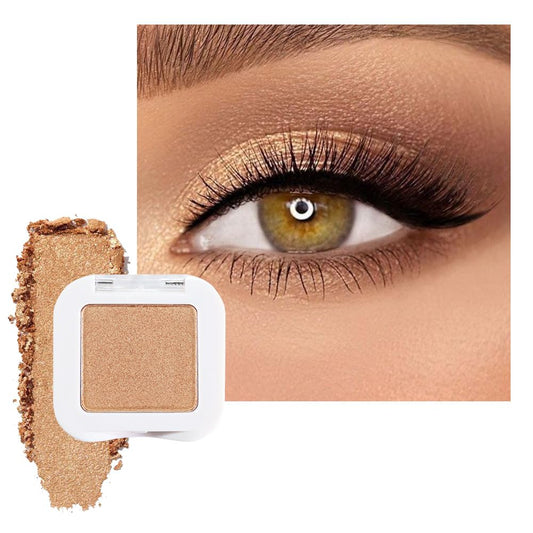 Glitter Single Eye Shadow Palette Makeup, Golden Sparkle Shimmer Monochrome Eyeshadow For Old Women, Mini Pressed Pigmented Waterproof Sombras Para Ojos,Vegan, Talc, Paraben&Cruelty Free, 06 | alldaygood beauty