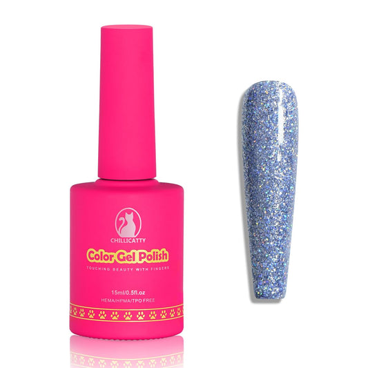 Holographic Glitter Gel Nail Polish, HEMA HPMA TPO Free, Lav-Blue Sparkle Shimmer, Need UV Lamp Long Lasting Salon Perfect Gel Nail 15ML for Women (BJ-002) | alldaygood beauty