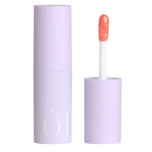 Côte Beauty's Peptide Lip Shine in Branson, Ultra Hydrating & Long-Lasting Coral Plumping Lip Gloss for Women with Hyaluronic Acid, Shea Butter & Jojoba Oil, Vegan & Cruelty-Free, 0.12 Fl Oz | alldaygood beauty
