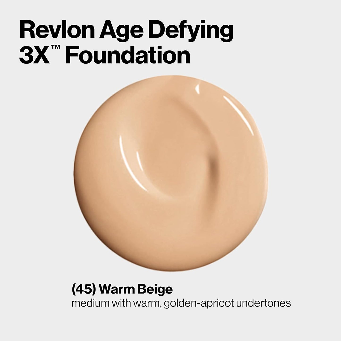 Revlon Age Defying 3X Makeup Foundation, Firming, Lifting and Anti-Aging Medium, Buildable Coverage with Natural Finish SPF 20, 045 Warm Beige, 1 fl oz