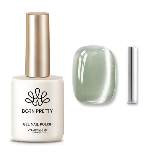 Born Pretty Cat Magnetic Eye Gel Nail Polish,Spring Green Jelly Glass Magnetic Gel Polish, Jade Breeze Glitter Soak Off Nail Art Salon Manicure Home Gift 15ml | alldaygood beauty