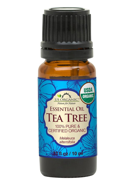 US Organic 100% Pure Tea Tree Essential Oil - USDA Certified Organic, Steam Distilled, Sourced from South Africa, Undiluted, Non-GMO (10 ml (Pack of 1)) | alldaygood beauty