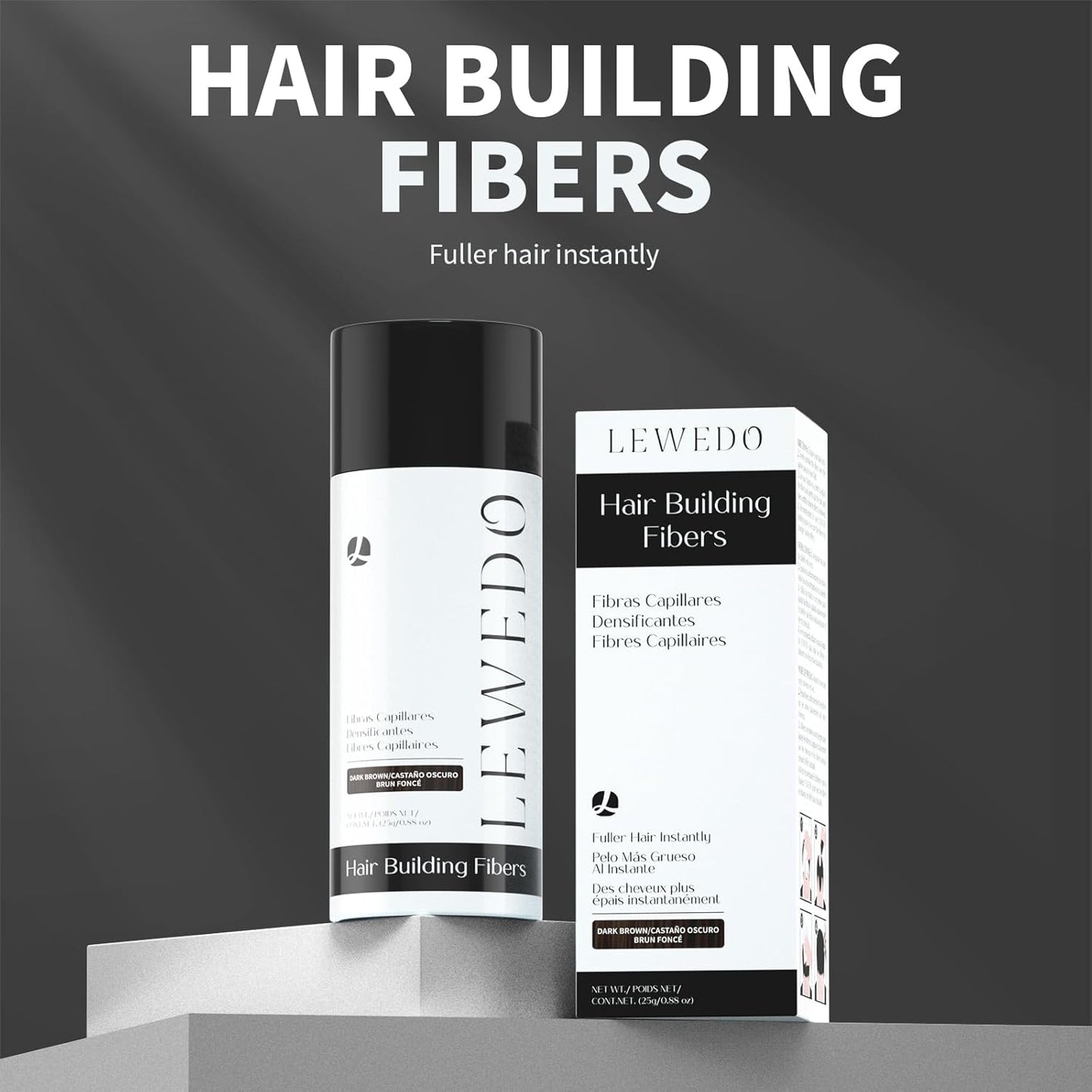 Hair Building Fibers - Instant Volume for Thinning Hair, Natural Appearance with Electrostatic Adsorption,Plant-Based, All-Day Hold, 25G Black
