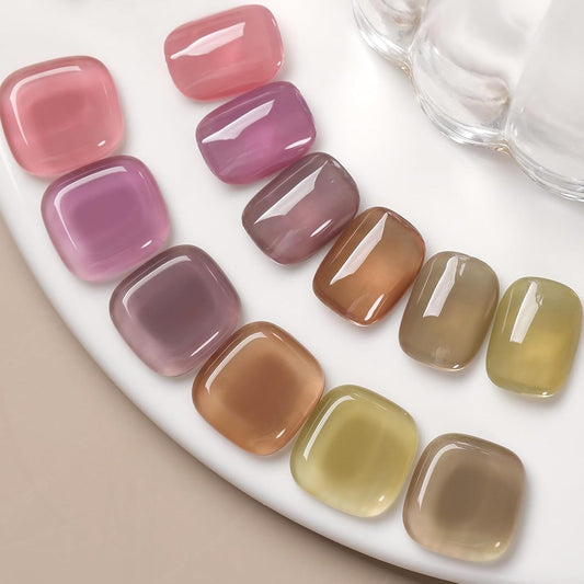 Born Pretty Fall Winter Jelly Gel Nail Polish,Milky Jelly Translucent Brown Purple Green Grey Pink Colors,Soak Off U v LED Light Cure Nail Art Kit for Salon Manicure and DIY at Home | alldaygood beauty