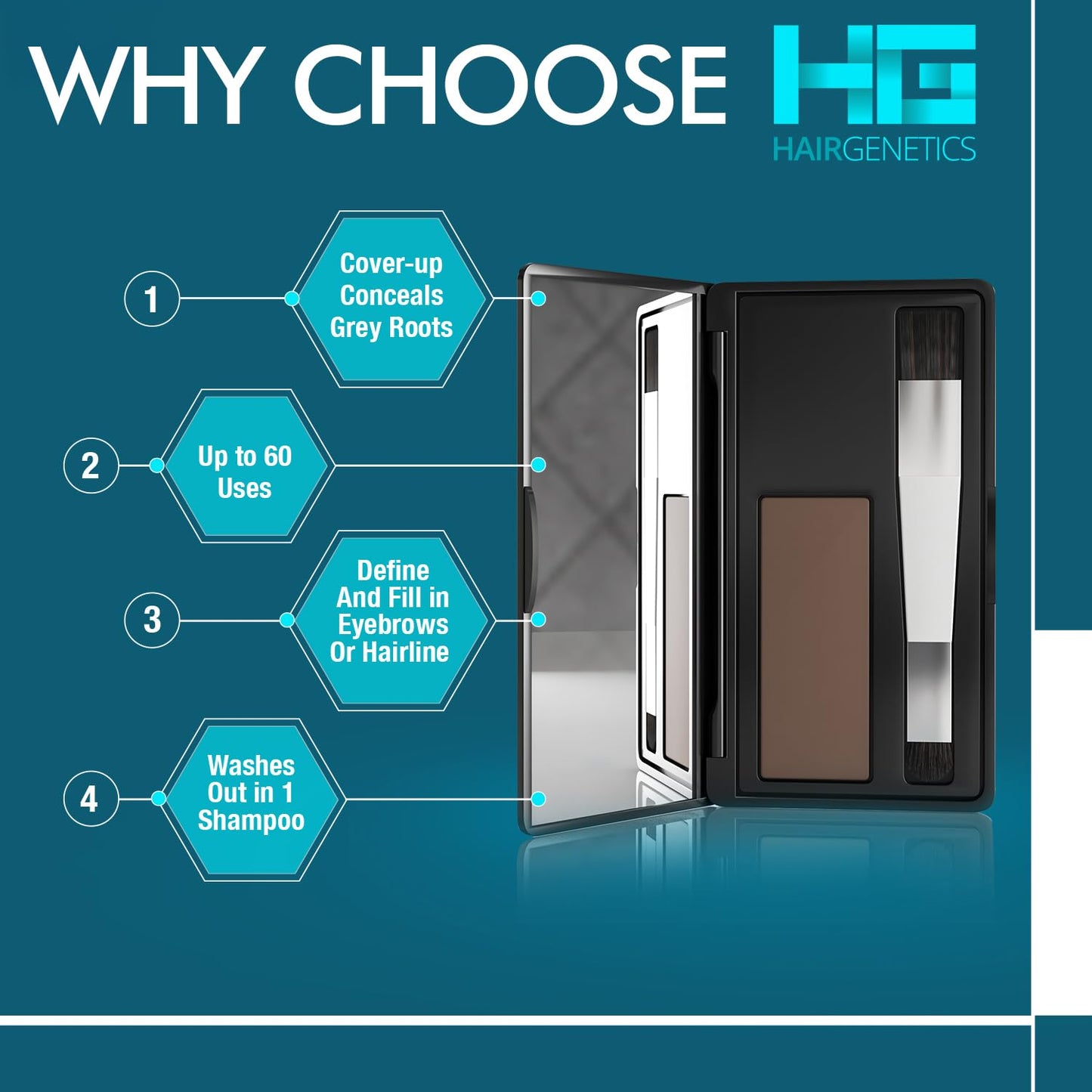 Root Cover Up Hide Your Grey Hairs Roots NEW Mineral Powder Technology Natural looking Results in Seconds Root Touch Up Powder (Dark Brown)